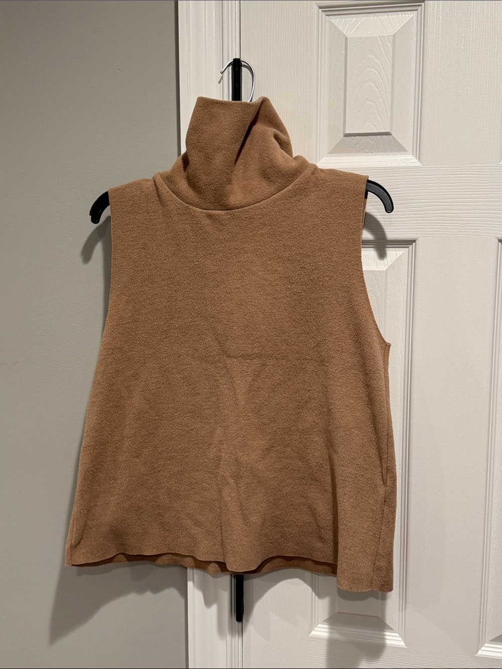 Sleeveless Turtleneck Sweater in Camel